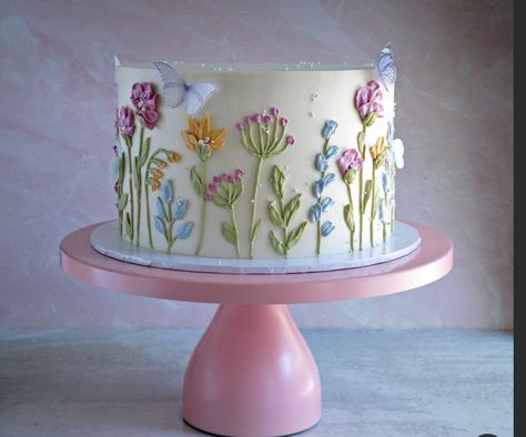 Wild Flower Cake, Wildflower Cake, Hand Painted Cakes, Painted Cakes, Cake Pictures, Wild Flower, Flower Cake, Cake Smash, Bday Party