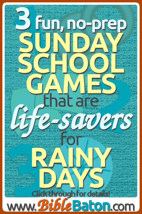 These no prep indoor Sunday School games for rainy days will save your skin when the sermon goes long and you're stuck inside. Your class will love these fun, active games! And because each game incorporates Scripture, children will also build their faith while they play. So make sure you have the game supplies ready for the next rainy day at church, so that you can use one of these easy no prep activity ideas for kids instead of being the helpless teacher who lets the class go wild! Sunday School Games Elementary Bible Activities, Middle School Sunday School Games, Children's Church Games, End Of Year Sunday School Activities, Sunday School Ice Breakers For Kids, Get To Know You Games For Kids At Church, Preschool Bible Games, Children Church Games, First Day Of Sunday School Activities