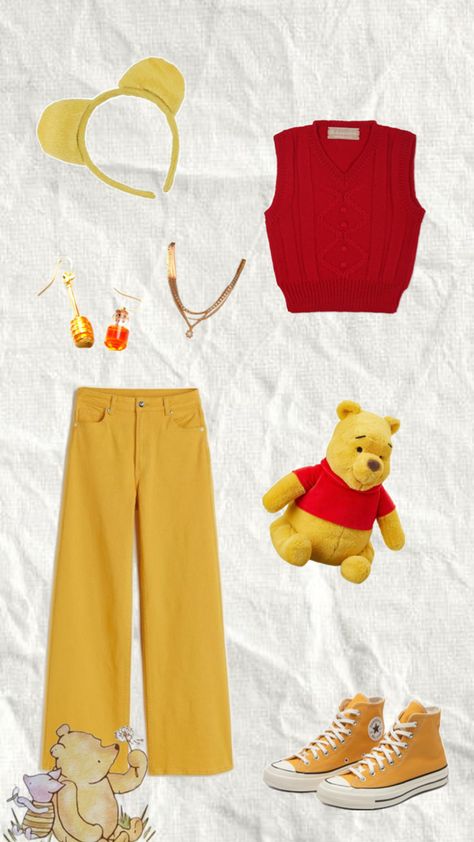 #halloween #fit #outfit #fall #autumn #converse #pooh #winniethepooh #books #crafts #inspiration #aesthetic #yellow #honey #fashion #simple #cute Converse Yellow Outfit, Autumn Converse, Pooh Costume, Winnie The Pooh Costume, Winnie The Pooh Halloween, Books Crafts, Aesthetic Yellow, Solo Costume, Costume Inspo