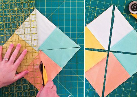 Quilting Math, Charm Square Quilt, Triangle Quilt Pattern, Charity Quilts, Quick Quilt, Quilt Block Patterns Free, Half Square Triangle Quilts, Quilt Binding, Quilt Block Tutorial