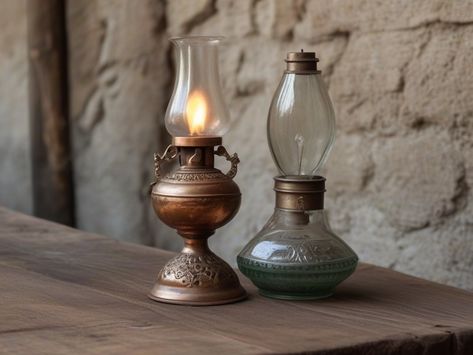 Leonardo Vision XL Single Ornate Old oil lamp with Flame with 1 Old Oil Lamp, Visual Storytelling, Oil Lamp, Oil Lamps, Storytelling