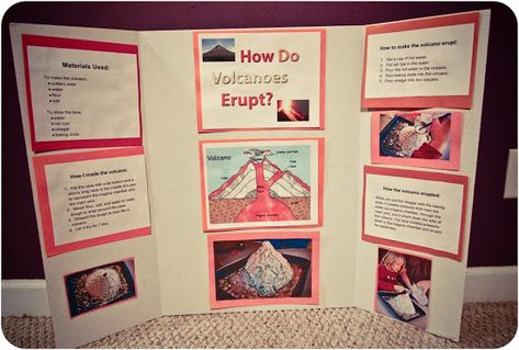 You know how we're an art family...: first science fair project Volcano Science Fair Project, 1st Grade Science Fair, Science Fair Poster, Volcano Science Projects, Volcano Project, Kids Science Fair Projects, Science Fair Board, Volcano Projects, Science Fair Projects Boards