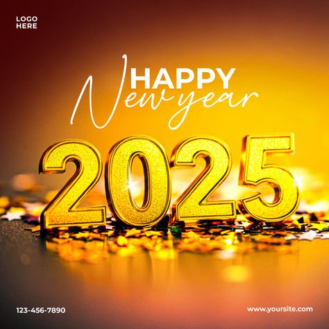 2025 Happy New Year 3d Gold Text Celebration Banner Design Template#pikbest##Templates Happy New Year Flyer Design, New Year Poster Background, 2025 Banner, Happy New Year Poster Design, New Year Banner Design, Text Balloon, New Year Flyer, Just Do It Wallpapers, Celebration Poster