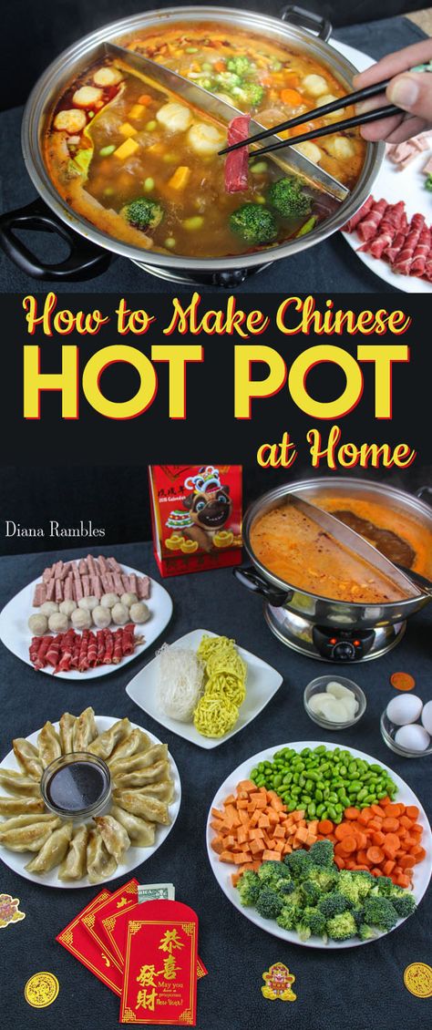 How to Make Chinese Hot Pot at Home - Create a new tradition with this Asian Hot Pot Recipe. It's fun and easy to make and everyone can enjoy their favorite ingredients. (ad) #ChineseNewYear #HotPot #recipe #soup #Asian #dinner #DianaRambles #LingLingAsianFood #LL Asian Hot Pot Recipe, Hot Pot At Home, Hotpot Recipe, Soup Asian, Chinese Hot Pot, Hot Pot Recipe, Asian Dinner, Recipe Soup, Mapo Tofu