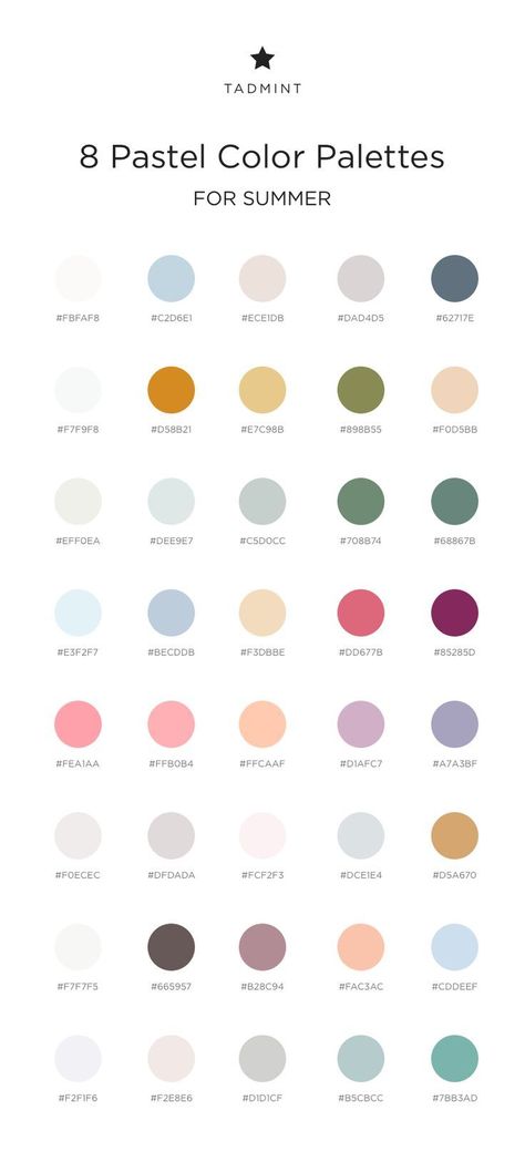 8 pastel color palettes for summer for use in your next project! Rgb Palette, Colors Aesthetic, Hex Color, Aesthetic Collection, Pantone Colour Palettes, Seni Vintage, Hex Color Palette, Aesthetic Color, Coloring Images