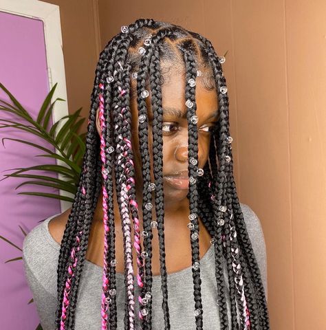 Raindrop Braids, Hair Braid Beads, Sleek Braided Ponytail, Cute Box Braids Hairstyles, Small Braids, Goddess Hairstyles, Braids With Beads, Braids With Curls, Protective Style