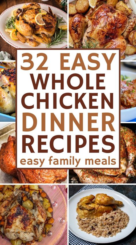 Bored of the same old chicken dinners? These 30+ Whole Chicken Recipes will bring fresh inspiration to your table! Quick, easy, and full of flavor, they’re perfect for busy families. Oven Roasted Whole Chicken Recipes, Full Chicken Recipes, Whole Roasted Chicken Recipes, Healthy Chicken Recipes, Whole Chicken Recipes Oven, Slow Cooker Whole Chicken Recipes, Stuffed Whole Chicken Recipes, Best Whole Chicken Recipe Roast Whole Chicken In Oven, Stuffed Whole Chicken Recipes, Whole Chicken Dinner Ideas, Slow Cooker Whole Chicken Recipes, Whole Roasted Chicken Recipes, Whole Chicken In Crockpot, Chicken Recipes Stuffed, Full Chicken Recipes, Best Whole Chicken Recipe