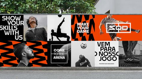 Sports Brand Identity, Hoarding Design, Sports Branding, Sports Advertising, Advanced Typography, Sport Branding, Football Themes, Swiss Design, Art Parody