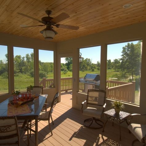 75 Screened-In Porch Ideas You'll Love - June, 2024 | Houzz Screened In Back Deck Ideas, Small Covered Back Porch Ideas, Mobile Home Screened In Porch, Farmhouse Screened Porch, Back Screened In Porch Ideas, Backyard Screened In Patio, Screened In Deck Ideas, Screened In Porch Ideas On A Budget, Screen Room Ideas