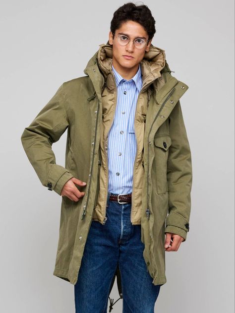 Green Parka Outfit Men, Parka Outfit Men, Green Parka Outfit, Parka Outfit, Green Parka, Outer Jacket, Weekend Outfit, Outdoor Apparel, Jersey Fabric