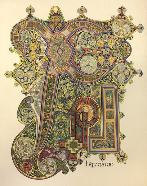 Secret Of Kells, The Book Of Kells, Painted Initials, Illustrated Manuscript, Medieval Books, Illumination Art, Book Of Kells, Celtic Patterns, Medieval Manuscript