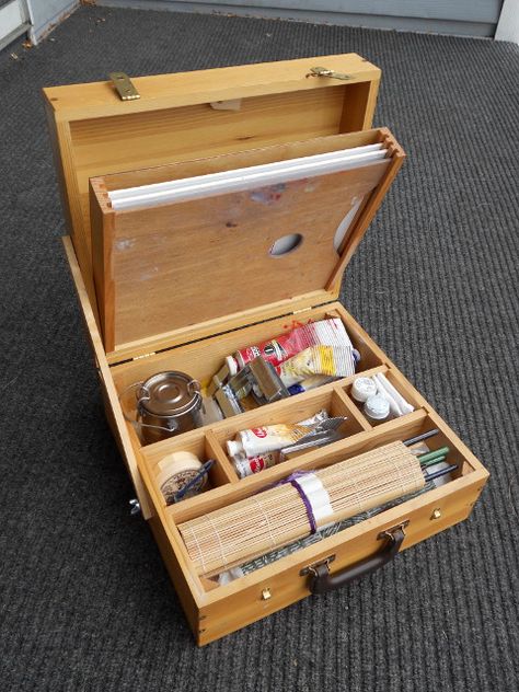 Art Supply Box, Pochade Box, Travel Art Kit, Art Studio Organization, Art Supplies Storage, Art Easel, Workshop Organization, Air Painting, Art Equipment