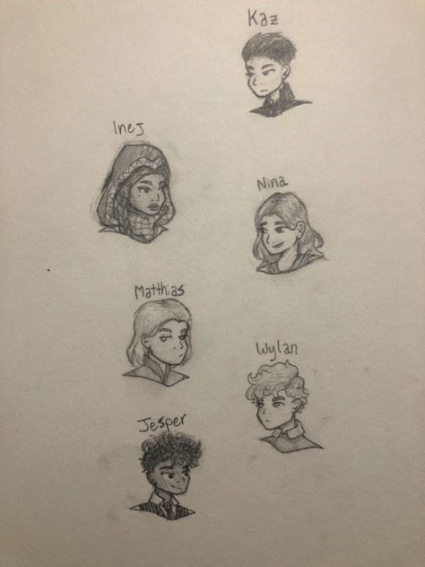 Shadow And Bone Sketches, Six Of Crows Drawing Easy, Kazzle Dazzle, Crows Drawing, Book Fanart, Six Of Crows, Book Stuff, Character Creation, Crows