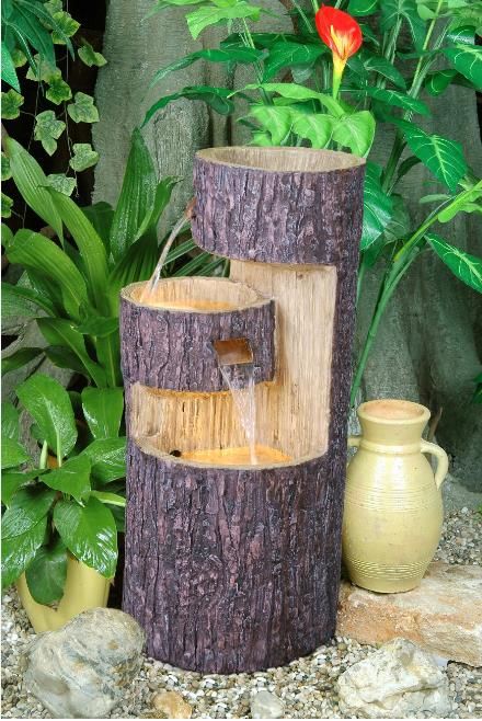 3 Tier Wooden Trunk Fountain Water Feature Water Fountain For Home, Bird Fountain, Outdoor Thanksgiving, Wooden Trunk, Home Drawing, Tabletop Water Fountain, Drawing Home, Garden Water Fountains, Diy Garden Fountains