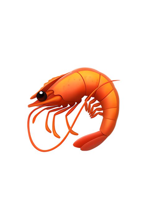 The emoji 🦐 depicts a small, pinkish-orange crustacean with a curved body and a long tail. It has ten legs, two of which are larger and have pincers at the end. The shrimp also has two black eyes and a small, curved antenna on its head. Overall, the emoji looks like a realistic representation of a shrimp.