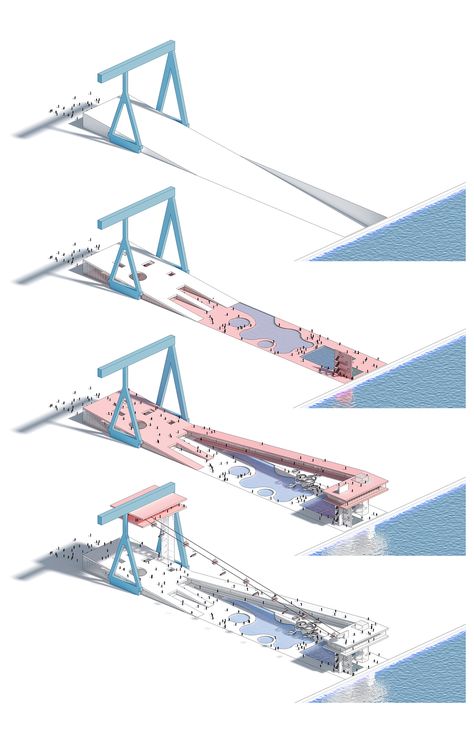 TongYeong Sky-Walk – TGLAA Tongyeong, Landscape Diagram, Architecture Drawing Presentation, Floating Architecture, Site Model, Sky Walk, Urban Design Graphics, Urban Design Architecture, Pavilion Architecture