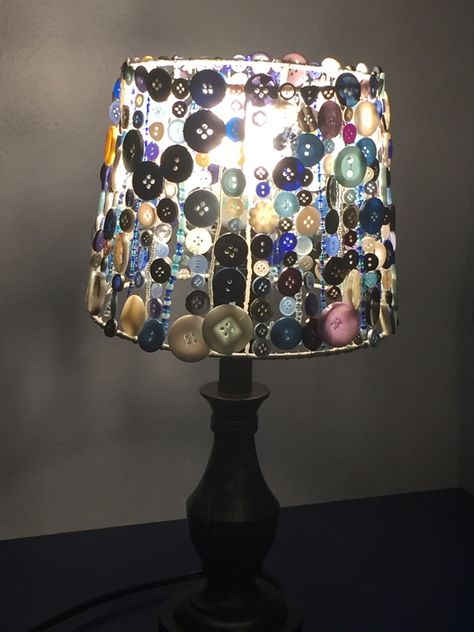 Button Lampshade, Lampshade Frame, Time And Patience, Beaded Lampshade, Diy Lamp Shade, Picture Hanging, Button Crafts, Diy Lamp, Hanging Wire