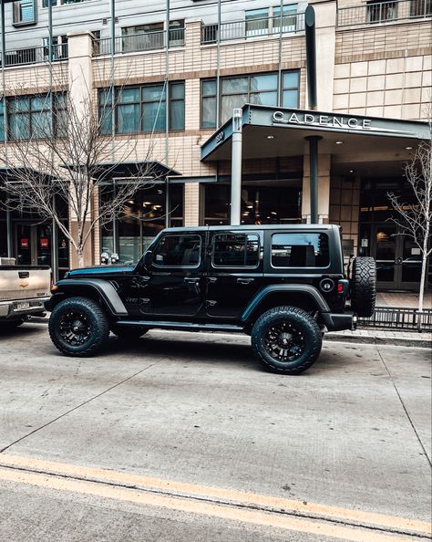 Black 4 Door Jeep Wrangler, Jeep Wrangler Blacked Out, Black Lifted Jeep Wrangler, Jeep Wrangler All Black, Grey Jeep Wrangler Aesthetic, Black Keep Wrangler, Black Jeep Truck, Black Jeep Wrangler Aesthetic, Black Jeep Rubicon