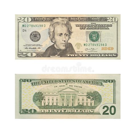 20, twenty dollar of The United States of America banknote. US currency. Money isolated on white background. Financial investment stock photography Us Currency, Banknotes Money, Money Template, Money Printables, Financial Investment, States In America, The United States Of America, Gold Bullion, Earn Extra Money