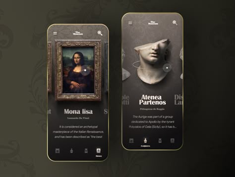 Virtual museum app concept App Designs Layout, Museum App Design, Museum Web Design, Museum Website Design, Ui Ux 디자인, Art App, App Concept, Mobile App Design Inspiration, Ux Design Inspiration