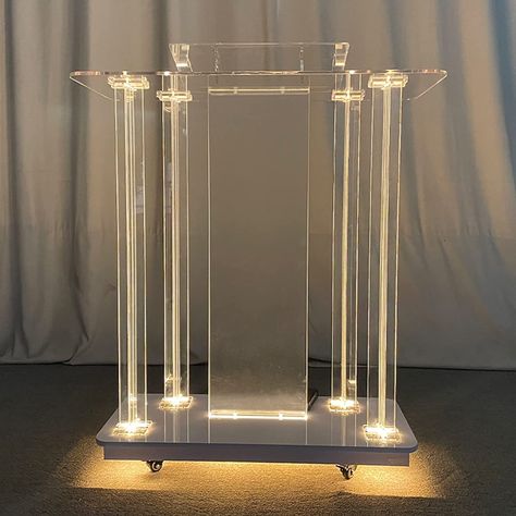 Pulpits for Churches, Tempered Clear Glass Podium, Podium Stand Portable for Lecture Recital Speech & Presentation Reception Guest Table, Welcome Desk, Church, School, Office, Wedding, Clear selling at $626.05 Speech Presentation, Welcome Desk, Church Pulpit, Guest Table, Led Diy, School Office, Clear Glass, Presentation, Desk