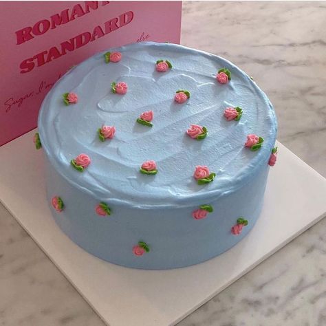 Light Blue Cake, Minimalistic Cakes, Tårta Design, Bento Cakes, Pastel Cupcakes, Pastel Cakes, Simple Cake Designs, Mini Cakes Birthday, Birthday Inspo