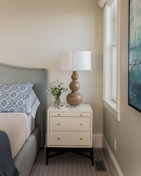 bedroom | Jennifer Palumbo Edgecomb Gray Bedroom, Transitional Design Bedroom, Neutral Bedroom Paint, Brown Lamp, Edgecomb Gray, Tranquil Bedroom, Transitional Bedroom, Neutral Paint Colors, Paint Colors Benjamin Moore