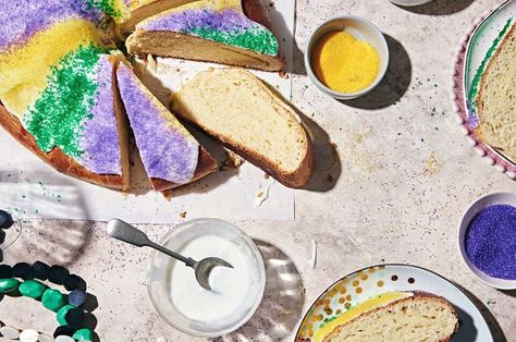 King Cake Recipe Cream Cheese, Mardi Gras King Cake Recipe, House Blessings, King Cake Recipe, Mardi Gras King Cake, King Arthur Baking, King Food, New Orleans Mardi Gras, Dough Ingredients