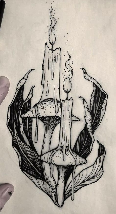 Cybergoth Tattoo, Aura Tattoos, Thumb Tattoos, Candle Tattoo, Mushroom Tattoos, Witch Tattoo, Spooky Art, Perfect Tattoo, Creepy Tattoos