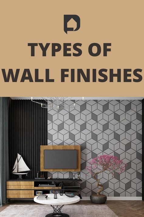 Types of wall finishes Types Of Wall Finishes, Wall Finishes Interior, Wall Finishing Ideas Interiors, Interior Wall Texture, Wall Texture Design, Wall Tiles Design, Bedroom Wall Designs, Tiles Design, Tv Wall Design