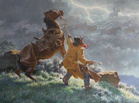 Ghost Riders in the Sky (154 pieces) Ghost Riders In The Sky, Riders In The Sky, Cowboy Artists, Longhorn Cattle, Cowboy Pictures, Western Artwork, Wilde Westen, Western Paintings, Western Artist