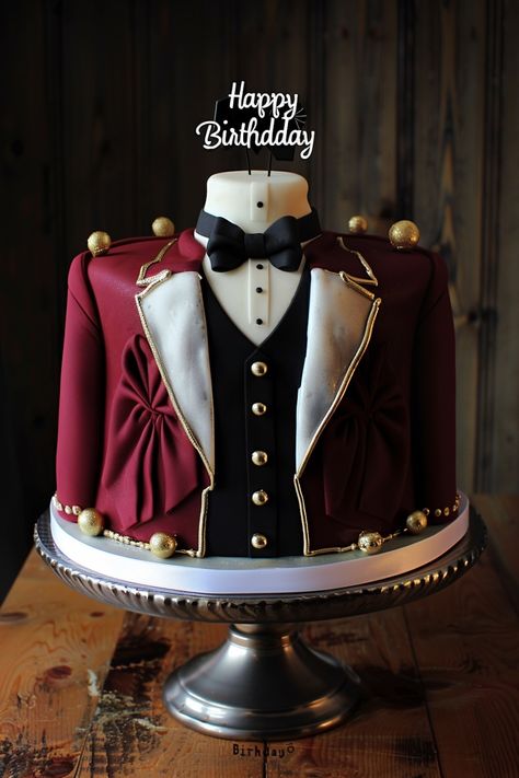 Elegant Burgundy Tuxedo Birthday Cake for Men – Celebrate in Style Birthday Cake For Men, Cake For Men, Tuxedo Cake, Mouse Images, Mickey Mouse Images, Burgundy Tuxedo, Birthday Cheers, Men Birthday, Birthday Cakes For Men