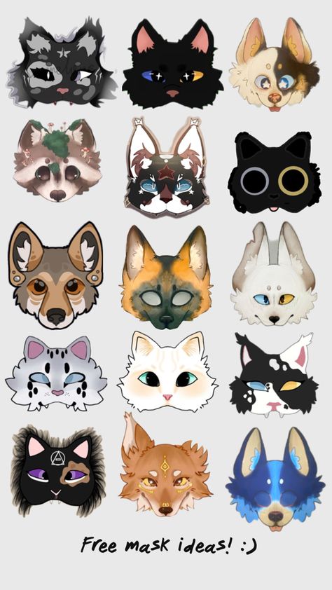 Animal Masks Diy, Cat Mask Diy, Felt Animal Masks, Fursuit Tutorial, Therian Mask, Cute Masks, Mask Drawing, Mask Ideas, Dragon Puppet