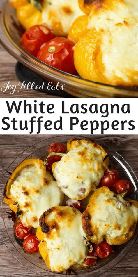 Stuffed Peppers Low Carb, Lasagna Stuffed Peppers, White Lasagna, Low Carb Grain, Keto Stuffed Peppers, Joy Filled Eats, Resep Diet, Low Carb Diets, Low Carb Dinner