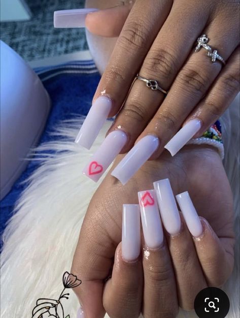 Nails Coffin Short, Hard Nails, Girly Acrylic, White Acrylic Nails, Simple Gel Nails, Colored Acrylic Nails, Colored Acrylic, Girly Acrylic Nails, French Tip Acrylic Nails