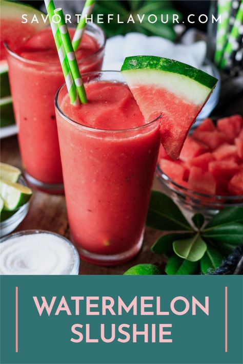 Summer Drink Recipes Nonalcoholic, Watermelon Recipes Drinks, Summer Drinks Nonalcoholic, Watermelon Slushie, Slushy Drinks, Belly Flab, Watermelon Drink, Slushie Recipe, Frozen Watermelon