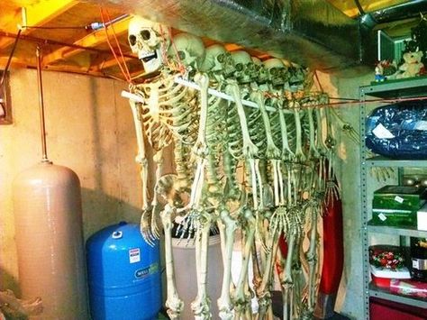 Off Season Halloween Prop Storage | Halloween Forum Halloween Decor Storage Ideas, Halloween Storage Ideas, Prop Organization, Diy Halloween Animatronics, Halloween Storage, Skeleton Ideas, Halloween Decorations Outdoor Porch, Prop Storage, Foam Props