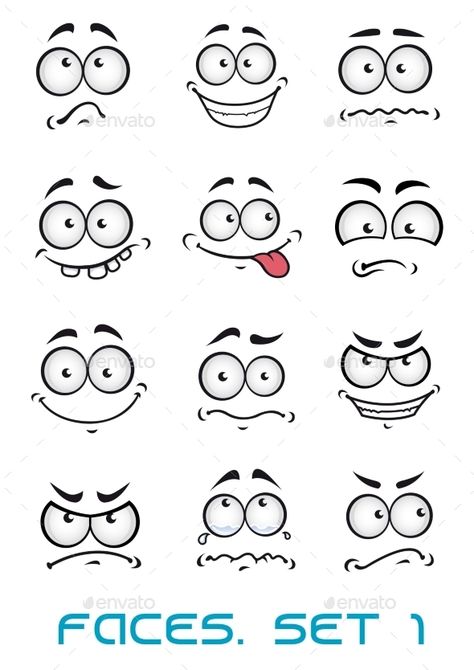 Cartoon faces with different emotions ashappiness, joyful, comics, surprise, sad and fun  FLAT    SPORTS  MASCOTS    MEDICINE رسم كاريكاتير, Diy Chalk, Dekor Diy, Cartoon Eyes, Painted Rocks Diy, Painting Rocks, Different Emotions, Paint Rock, Rock Painting Designs