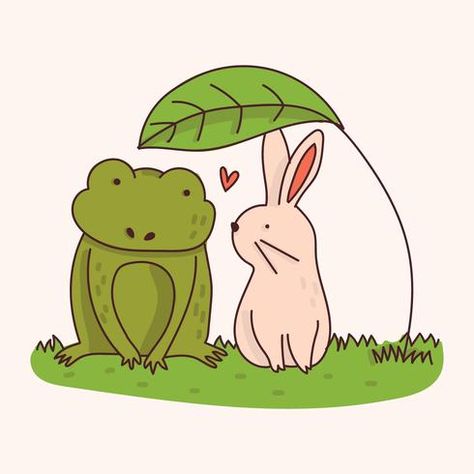 Frog And Rabbit, Rabbit Wallpaper, Frog Wallpaper, Rabbit Illustration, Best Filters For Instagram, Cute Photo, Frog Art, Leaves Vector, The Rabbit