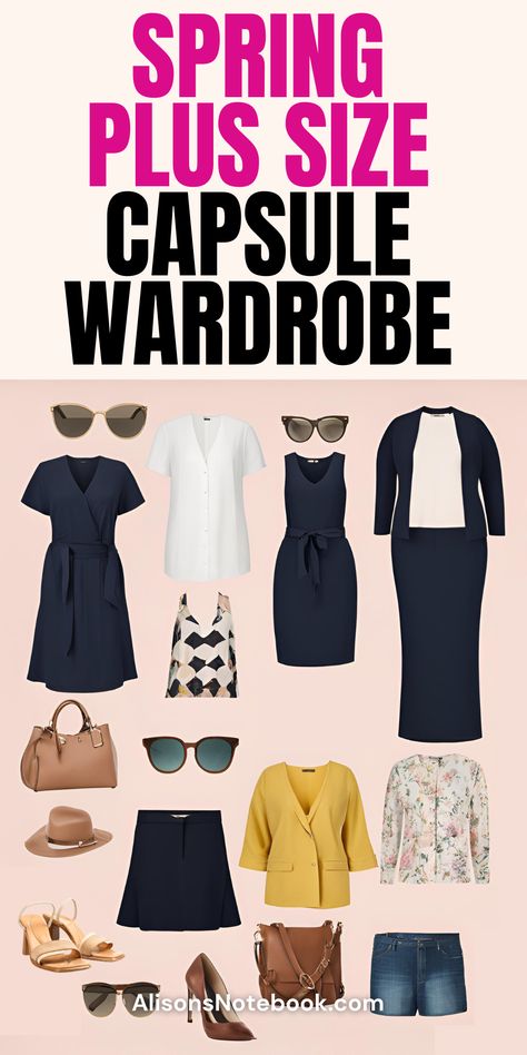 Ready to refresh your spring plus size capsule wardrobe? Discover the must-have pieces for plus size spring fashion that keep you stylish and confident all season. From spring wardrobe essentials plus size to effortlessly chic spring outfits curvy women will love, this guide has everything you need. Build a curvy capsule wardrobe spring edition that’s versatile, timeless, and perfect for any occasion. Get your FREE capsule wardrobe guide and elevate your spring style today! Wardrobe Essentials Plus Size, Curvy Capsule Wardrobe, Outfits Curvy Women, Plus Size Capsule Wardrobe, Chic Spring Outfits, Plus Size Spring Fashion, Spring Wardrobe Essentials, Capsule Wardrobe Ideas, Outfits Curvy