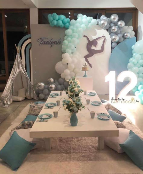 Taalyah’s Surprise Birthday | CatchMyParty.com Gymnastics Birthday Party Decorations, Gymnastic Birthday Party, Gymnastics Theme Party, Gymnastics Theme Birthday Party, Gymnastics Theme Birthday, Gymnastics Birthday Cakes, Gymnastic Birthday, Gymnastics Birthday Party, Gymnast Birthday Party