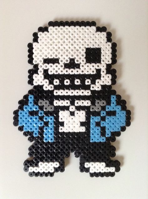 Undertale - Sans beads Sans Perler Beads, Omori Fuse Beads, Deltarune Perler, Undertale Perler Beads, Undertale Kandi Pattern, Perler Beads Undertale Temmie, Nerd Crafts, Melty Bead Patterns, Easy Perler Beads Ideas