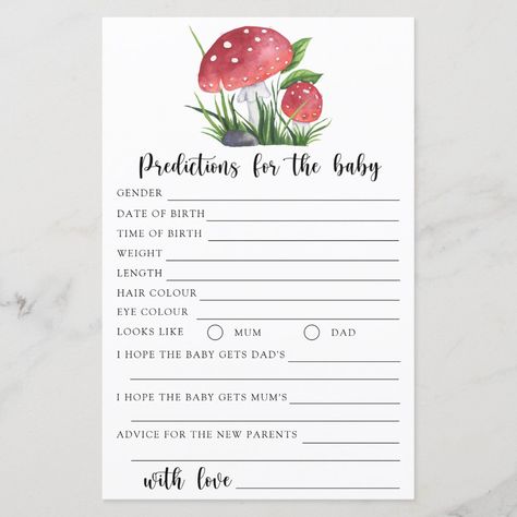 Fall mushroom Baby predictions and advice Mushroom Baby Shower Ideas, Watercolor Mushroom, Baby Predictions, Little Mushroom, Fly Agaric, Baby Prediction, Baby Gender, Shower Design, Fall Shopping