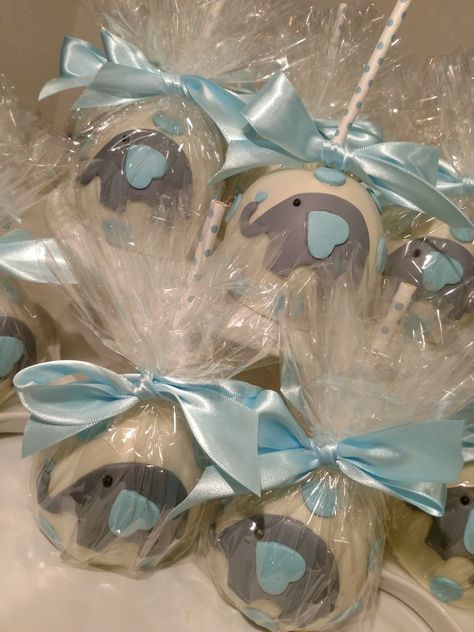 Elephant Treats, Elephant Gender Reveal, Dipped Treats, Gourmet Caramel Apples, Cookies Design, Chocolate Apples, Caramel Dip, Elephant Baby Shower Theme, Candy Ideas