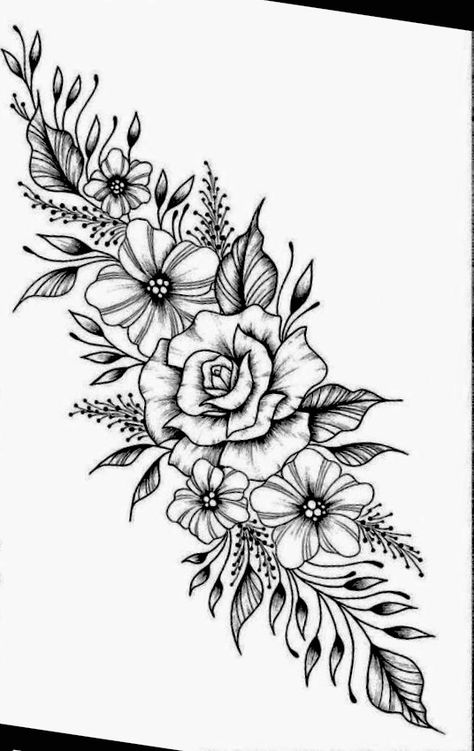 Floral Hip Tattoo Design, Tattoo Drawings Vintage, Arm Floral Tattoo, Drawings Vintage, 50 Tattoo, Flower Tattoo Drawings, Tattoo Zeichnungen, Tattoo Templates, Floral Tattoo Sleeve