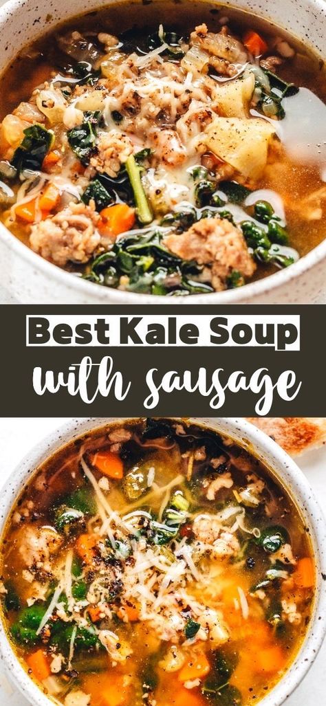 Sausage Soup Recipes Healthy, Soup Recipe With Sausage, Kale Vegetable Soup, Sausage Vegetable Soup, Recipe With Sausage, Munchkin Time, Easy Soup Recipes Healthy, Kale Soup Recipes, Sausage And Kale Soup