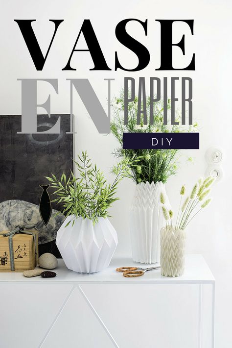 DIY déco: faire des vases en papier en origami - Marie Claire Idées Origami Vase, Diy Xmas Gifts, Diy Vase, Cache Pot, Marie Claire, Xmas Gifts, Origami, Vase, Home Decor Decals