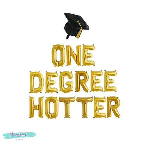 One Degree Hotter, Balloons Graduation, Banner Graduation, Graduation Cupcake Toppers, Black And Hot Pink, 21st Birthday Decorations, Graduation Balloons, Graduation Signs, Cake Banner Topper