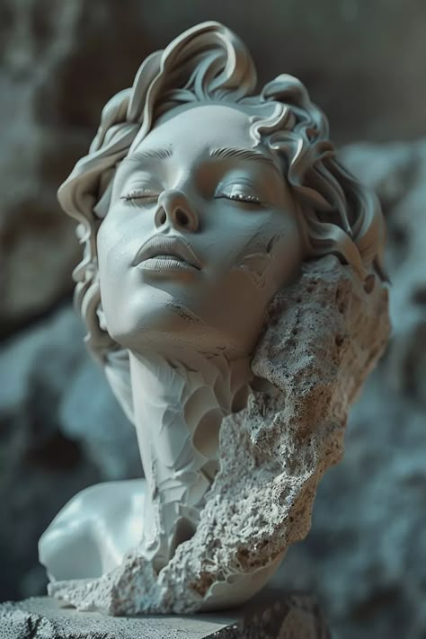 🎁🚀Learn to Create Aesthetic Images in Midjourney - Click Link in my Bio🤩🔗 Clay Face Tutorial, Clay Sculpture Aesthetic, Clay Art Projects Sculpture, Clay Art Sculptures, Ceramic Portraits, Clay Eyes, Artistic Sculpture, Ceramic Bust, Sculpture Hair