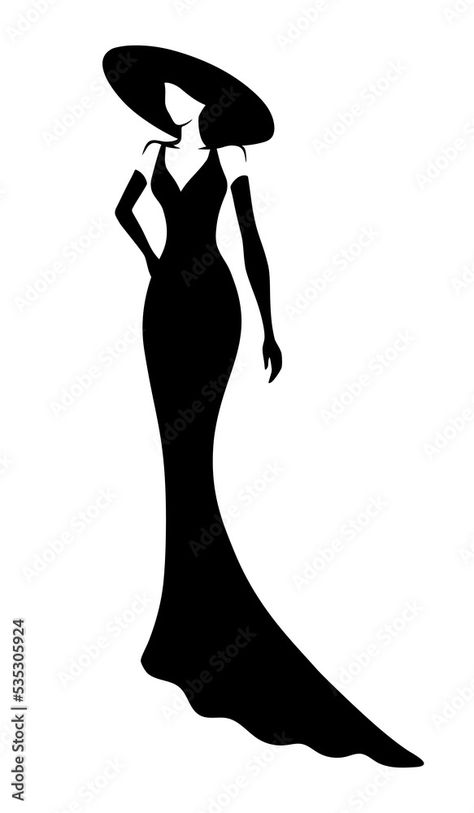 Silhouette Dress Illustration, Sillouttes Images Women, Women Silhouette Art, Model Silhouette, Figure Outline, Boutique Logos, Pop Art Marilyn, Woman In Dress, Dress Vector